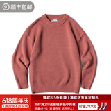 马登工装 美式复古重磅菠萝纹粗毛衣加厚实圆领落肩休闲针织衫男 加州橙 M