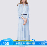 MeetMetro玛依尔法式仙女连衣裙女2025春新款高端气质纯欲风裙子礼服长裙 浅蓝【现货】 S