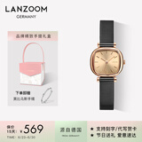LANZOOM蓝族黑金小方糖手表女满天星时尚轻奢女士手表高级生日礼物送女友 【可代写贺卡】黑色钢琴带
