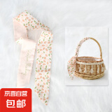 韩系ins丝巾女新款蝴蝶结百搭小清新夏季超仙长条飘带 粉色郁金香 88*6CM