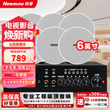 纽曼（Newmine）R106吸顶音响套装蓝牙定压功放机公共广播家用客厅商用会议店铺背景喇叭嵌入式隐藏吊顶音箱一拖六