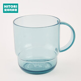 NITORI宜得利家居 家用简约透明牙刷杯子情侣刷牙杯漱口杯带手柄 蓝色