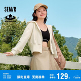 森马梅花系列外套女短款显高刺绣春秋宽松连帽夹克109524108006