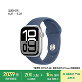 Apple/苹果 Watch Series 10 智能手表GPS款42毫米银色铝金属表壳丹宁色运动型表带S/M MX1J3CH/B