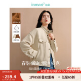 茵曼（INMAN）春季外套女装2025新款复古麂皮绒休闲高级宽松长袖小个子夹克上衣 浅杏色 M