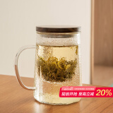 雅集玻璃杯筑铭杯茶杯泡茶杯带过滤木盖喝水杯子玻璃杯男士办公杯