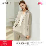 AMII职业西服套装女春夏新款休闲外套时尚西装两件套 卡其(西装) S (155)