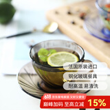 DURALEX 多莱斯 欧式进口高档咖啡杯碟套装拉花杯挂耳咖啡杯办公室玻璃杯 咖啡色螺纹款一杯一碟