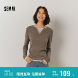 森马（Semir）森马毛衣女短款假两件含羊毛针织衫24冬新款保暖内搭109724107015