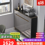 澳之音餐边柜一体靠墙柜子轻奢岩板餐厅边柜超薄家用厨房客厅储物茶水柜 79*29.6cm/岩板+烤漆/带高脚