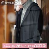 马登工装 美式复古学院风羊毛呢子大衣连帽保暖中长款毛呢外套男冬 藏青色 L (175)