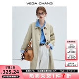 VEGA CHANG风衣女款2025新款春秋英伦风中长款宽松外套 卡其色 L