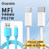 Gopala 苹果数据线手机快充电线适用iphone6/7/8plus/XS/11pro/12max/13/14系列牛仔编制线结实耐用 MFI认证数据线套餐（usb转一条c转一条）1M