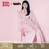 野兽派家居（tbh）Hello Kitty天丝棉家居服套装四季可外穿条纹睡衣女 天丝棉长款家居服套装 粉红条纹 S