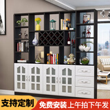 臻酷 隔断柜 酒柜客厅架玄关柜现代简约欧式门厅间厅柜家用屏风 白色+黑色 玻璃门款 三门三抽160*200*30cm 包安装