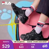 FILA 斐乐猫爪鞋4代女鞋老爹鞋情侣运动鞋复古时尚休闲鞋网面透气 【女款】黑-BK 37.5