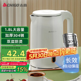 志高（CHIGO）烧水壶电热水壶电水壶双层防烫1.8L大容量家用烧水壶304不锈钢保温一体全自动恒温  ZD18A-708G8