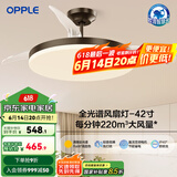 欧普（OPPLE）升级2代大风量静音吊扇灯大尺寸高显色蜻蜓扇叶风扇灯 全光谱42寸黑色48瓦三档