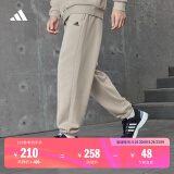 adidas情侣款加绒加厚直筒束脚运动裤男女阿迪达斯官方轻运动 矾土棕 2XS