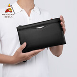 稻草人男士手包头层牛皮大容量手拿包多卡位拉链信封包手夹钱包生日礼物