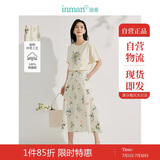 茵曼（INMAN）夏季植物碎花印花女装全棉半身裙紧腰a字伞裙子  杏色-半身裙 M