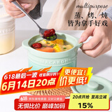 贝瑟斯 炖盅小燕盅蒸蛋盅汤碗炖盅一人一盅陶瓷隔水炖汤盅渐变绿500ml