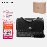 蔻驰（COACH）【品牌直供】女士小号黑色PVC配皮斜挎小方包