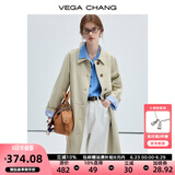 VEGA CHANG风衣女款2025新款春秋英伦风中长款宽松外套 卡其色 L