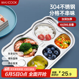 美厨（maxcook）304不锈钢餐盘 加厚儿童分格餐盘卡通 5格咘咘车系列 MCFT706