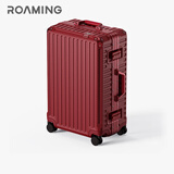 漫游铝框行李箱男万向轮旅行箱包大容量拉杆箱登机箱子密码箱女 酒红色2026高颜值焕新版 26英寸 拓博尔轻音轮需托运