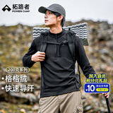 拓路者（Pioneer Camp）长袖t恤男士秋季透气抓绒衣半高领舒适打底衫摇粒绒内胆薄款上衣 黑色（半开襟） XL