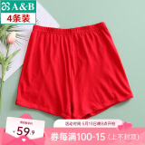 ABAB内衣精梳棉女士大码中老年薄款宽松抗菌高腰女平角大红内裤 大红 4条 XL