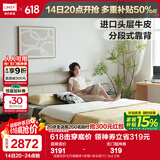 林氏家居真皮床双人床1.8米2米主卧大床储物床现代简约卧室婚床PC012可选 浅烟灰|R325高脚床+床垫+床头柜1 1.8x2.0米