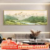 瑞尚（RUISHANG） 新中式客厅装饰画大气山水画横版沙发背景墙画挂画轻奢晶瓷壁画 背靠金山C 240*80/铝合金边框+晶瓷面
