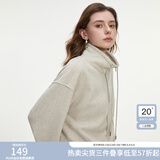 范思蓝恩半拉领廓形落肩加绒加厚重磅卫衣女冬季2024新款14491 燕麦灰上衣 L