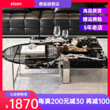 楒森意式极简宝格丽黑大理石正方形茶几客厅家用大小户型高级设计师款 1.2米茶几+边几