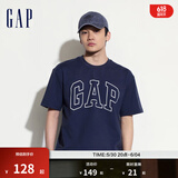 Gap【热卖爆款】男装夏撞色logo圆领短袖T恤纯棉上衣544465 藏青色 175/96A(L) 亚洲尺码
