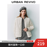 UR秋冬新款女时尚休闲图案绗缝双口袋棉服外套UWU140031 米白 S