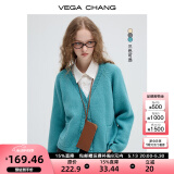 VEGA CHANG毛针织衫女2025年春秋季新款气质V领甜美减龄毛衣开衫 孔雀蓝 均码