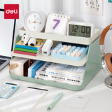 得力【高颜值】得力(deli)3层桌面文件盘 分层文件框收纳 labubu盲盒摆件储物盒化妆品置物架 XDM34绿