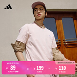adidas情侣休闲纯棉上衣圆领短袖T恤男女夏季阿迪达斯官方轻运动 粉色 XL