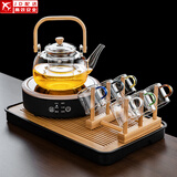 正扬电陶炉煮茶器煮茶壶套装办公透明玻璃茶具泡茶壶烧水电茶炉可保温 春鸣黑900提+6色把+架长琴黑