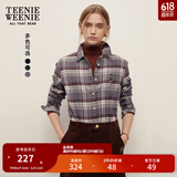 Teenie Weenie小熊长袖衬衫女秋冬休闲知识分子格纹衬衣上衣女 灰色 S (160)