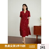 独束大码女装法式小翻领连衣裙女夏季新款遮肉显瘦雪纺裙子 红色-长款 4XL