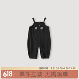 巴厘小猪（BALIPIG）宝宝背带裤秋季灯芯绒裤子儿童连体裤女童休闲百搭长裤男童连身裤 黑灰 90 cm