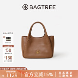 BAGTREE包包树墩墩包真皮菜篮子手提水桶女生包包斜挎女士包包520礼物 烤棕色【赠可拆卸内袋】 520生日礼物送女朋友送老婆