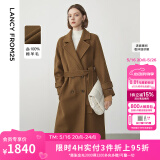 朗姿纯羊毛双面呢法式高级感中长款毛呢外套冬季通勤大衣新款 深咖色 S