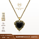 MONOLOGUE独白大英博物馆足金复古黄金黑桃心爱心吊坠生日礼物送女友520 MR882  小版-黑桃心吊坠