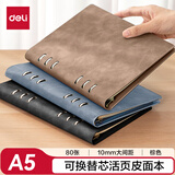得力（deli）A5/80张活页皮面本羊巴皮封面笔记本办公记事本会议记录本BP160棕色