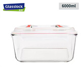 Glasslock进口钢化玻璃手提型便携大容量冰箱冷藏保鲜收纳盒密封防潮6000ml